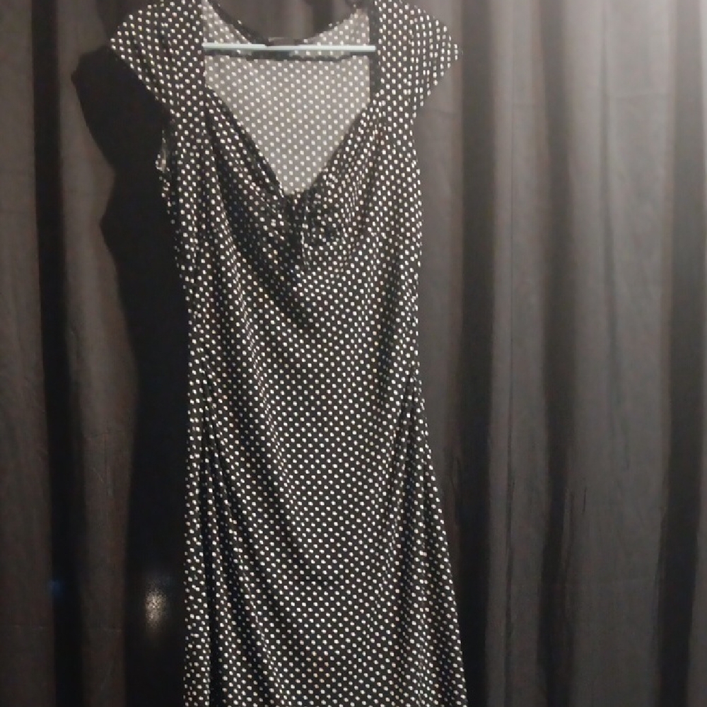 Chic Black and White Polka Dot Midi Dress
